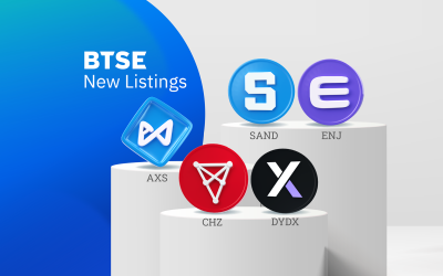 BTSE Lists Five Tokens: AXS, CHZ, DYDX, ENJ, and SAND