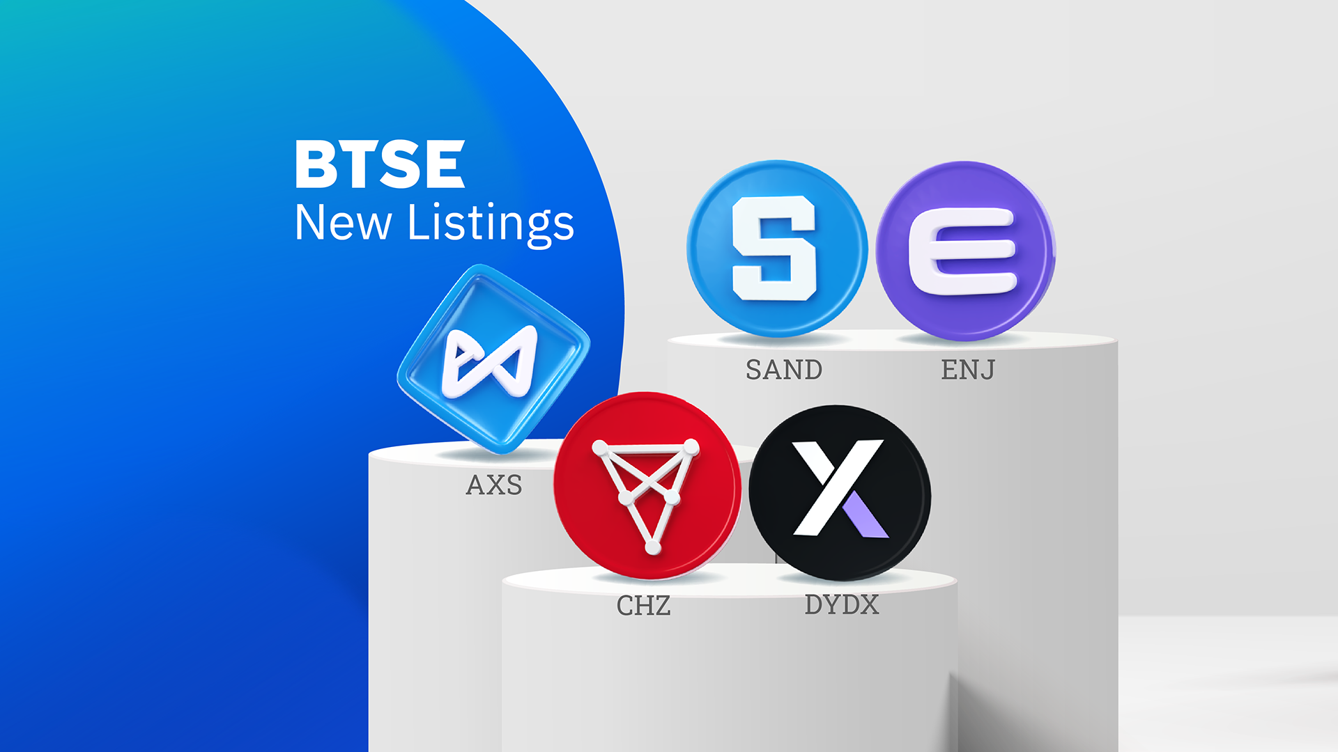 BTSE Lists Five Tokens: AXS, CHZ, DYDX, ENJ, and SAND