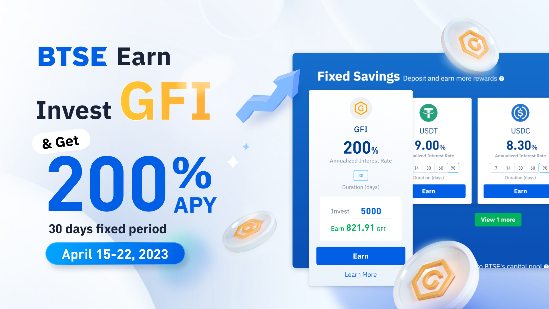 Exclusive Opportunity: Earn 200% APY on GFI with BTSE Earn!