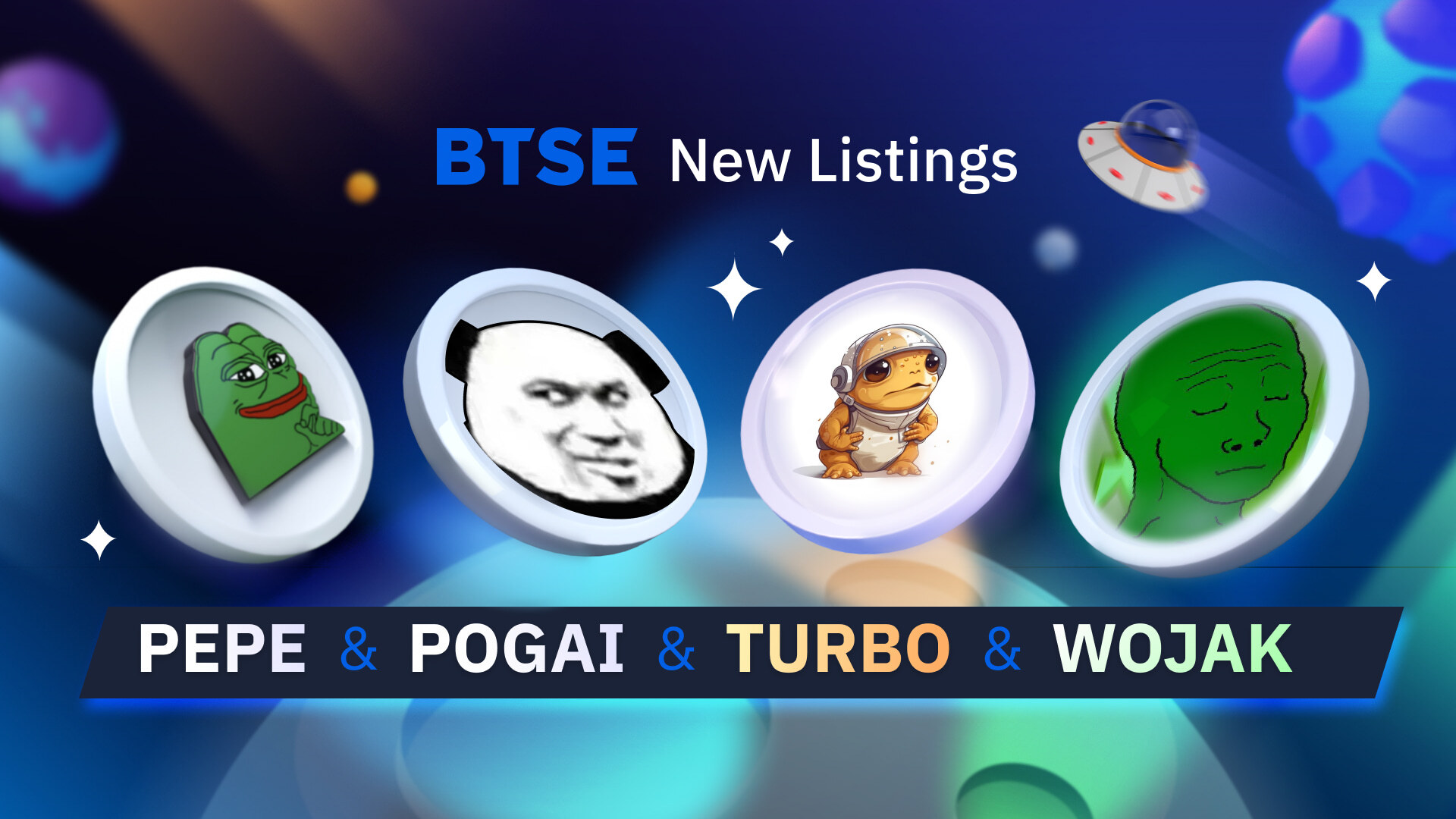 BTSE Will List PEPE, POGAI, TURBO, and WOJAK