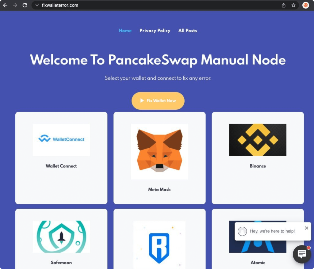 Example: A fake PancakeSwap support page