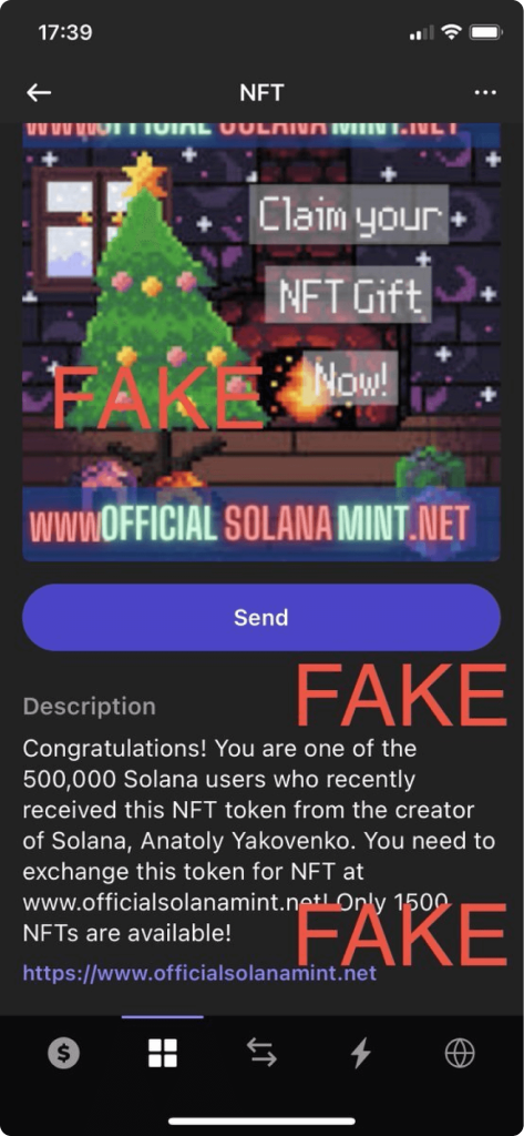 Example: A fake Solana airdrop event