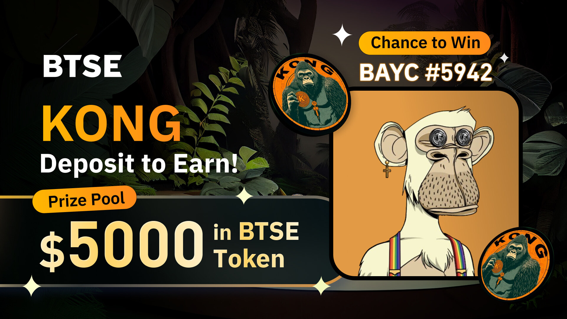 BAYC Giveaway + Deposit to Share $5,000 in BTSE!