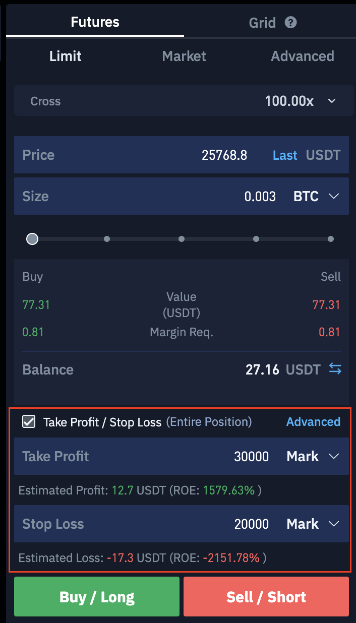 Take-Profit and Stop-Loss Orders on BTSE
