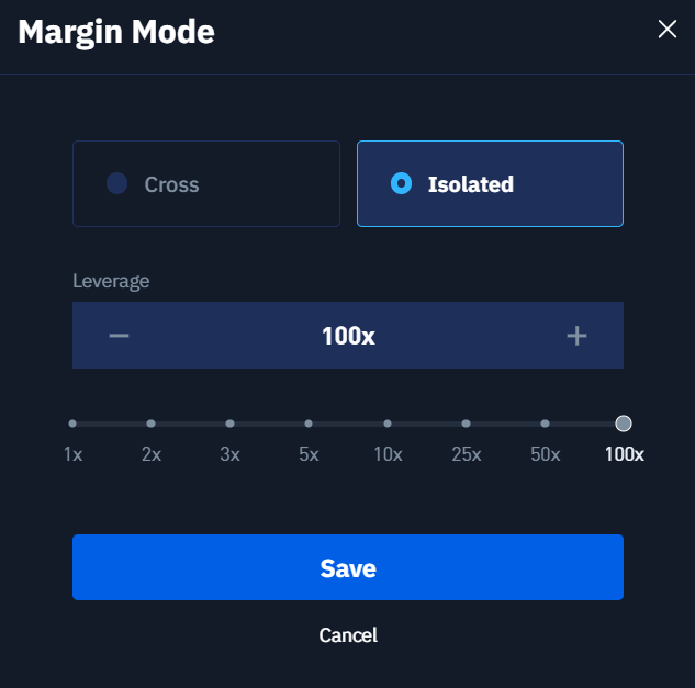 100x Leverage on Margin Mode