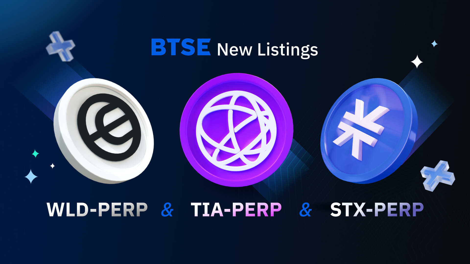 BTSE Lists WLD-PERP, TIA-PERP, and STX-PERP