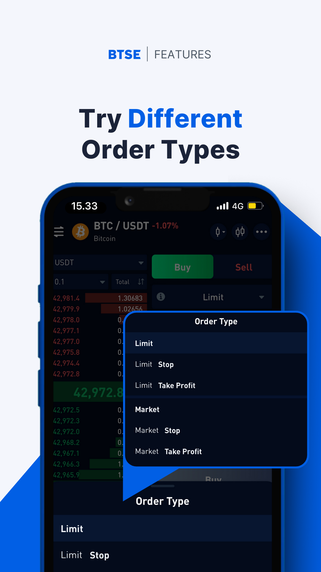 Different order types crypto