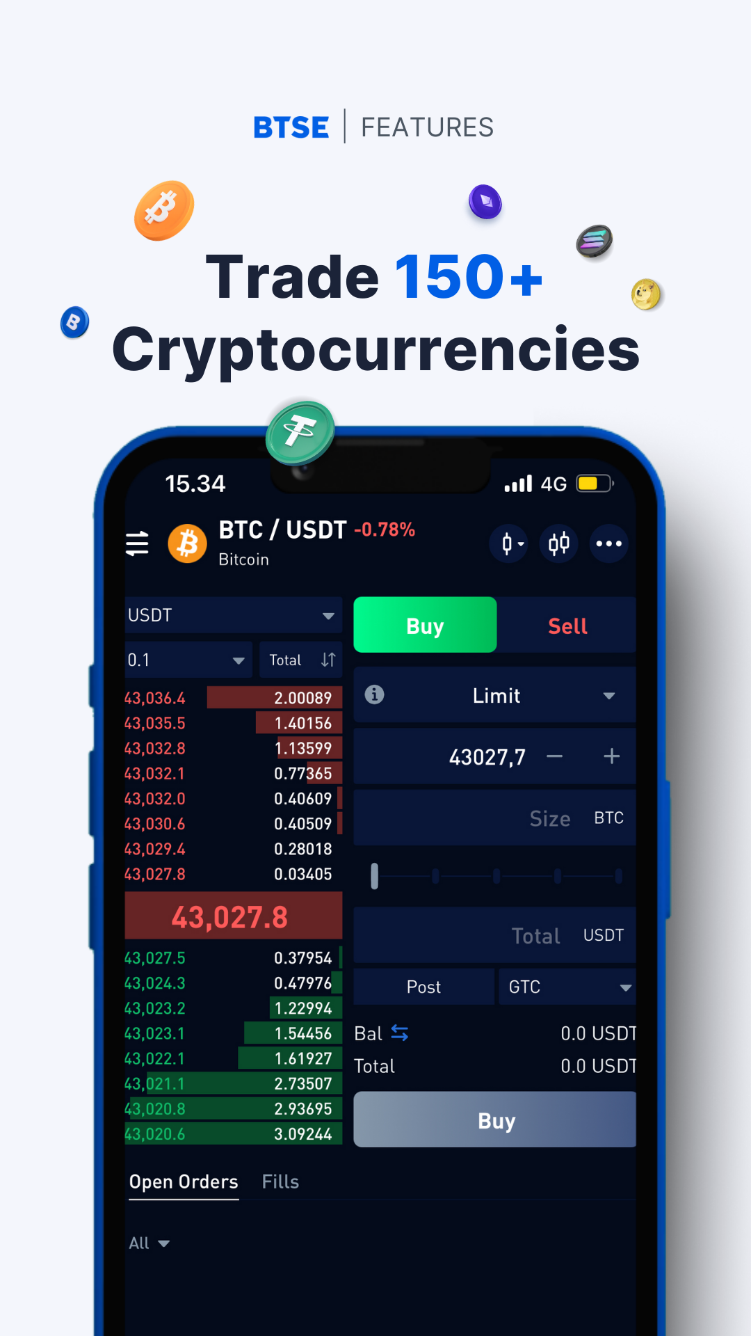 How many cryptocurrencies does BTSE support