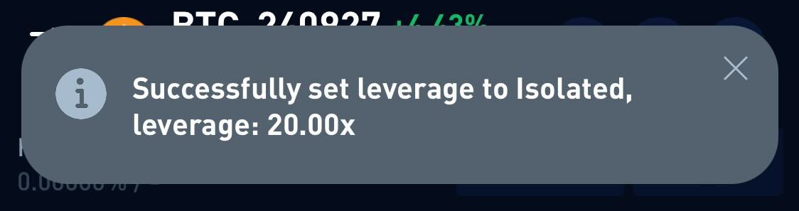 leverage set to isolated