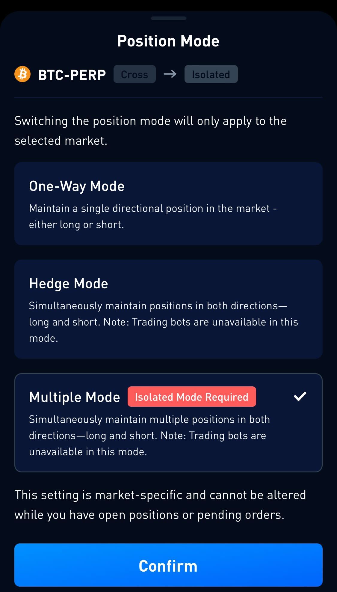 position mode options